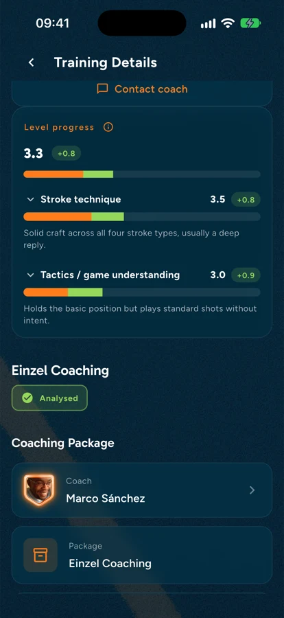 Level progress in the RECourt app